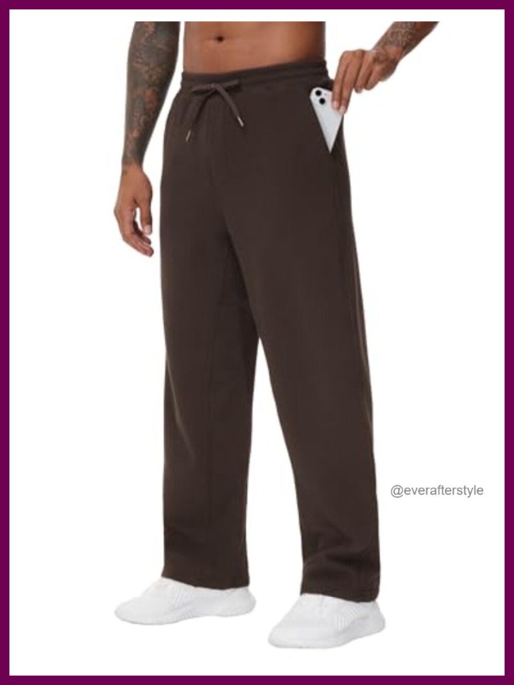 Men's Fleece Lined Sweatpants Straight Leg Drawstring Pockets Athleisure
